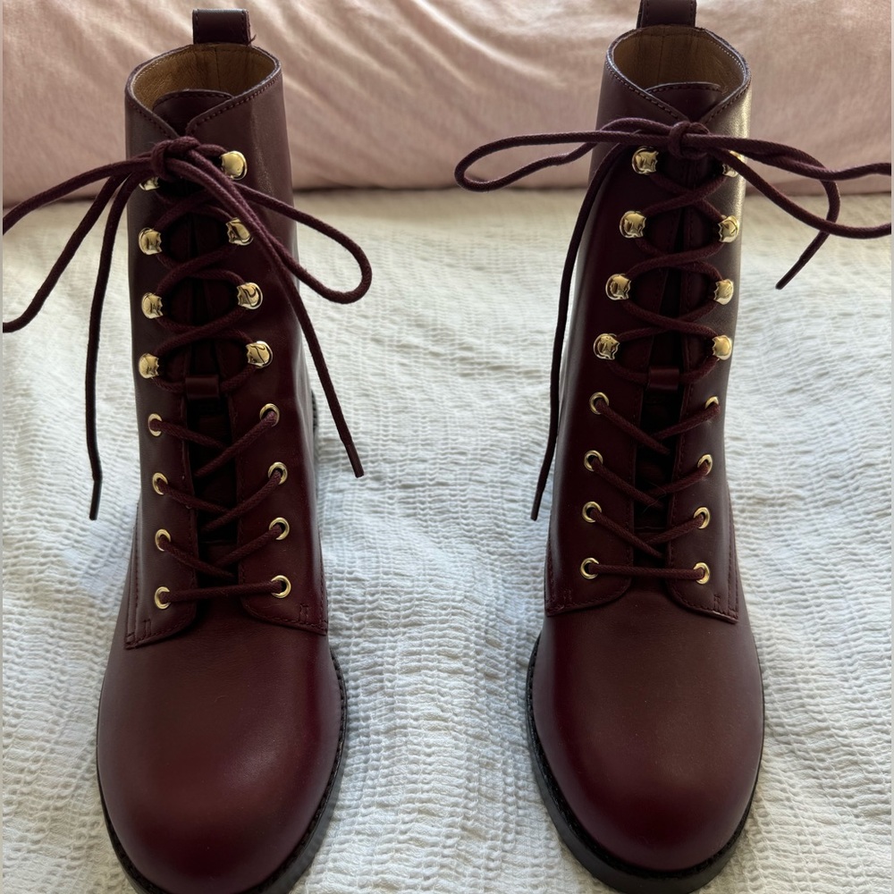 Madewell Burgundy Patti Lace-Up Boots Size 8